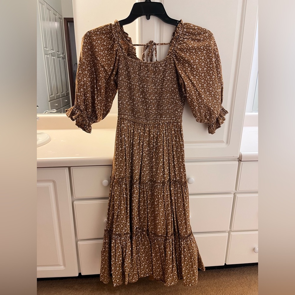 Ivy City Co Brown Floral Dress